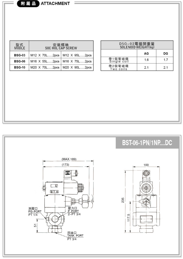 BSG、BST系列電磁溢流閥